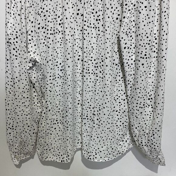 Jones & Co Jones New York Women's White Black Dotted Ruffled Blouse Size XL - Picture 7 of 9